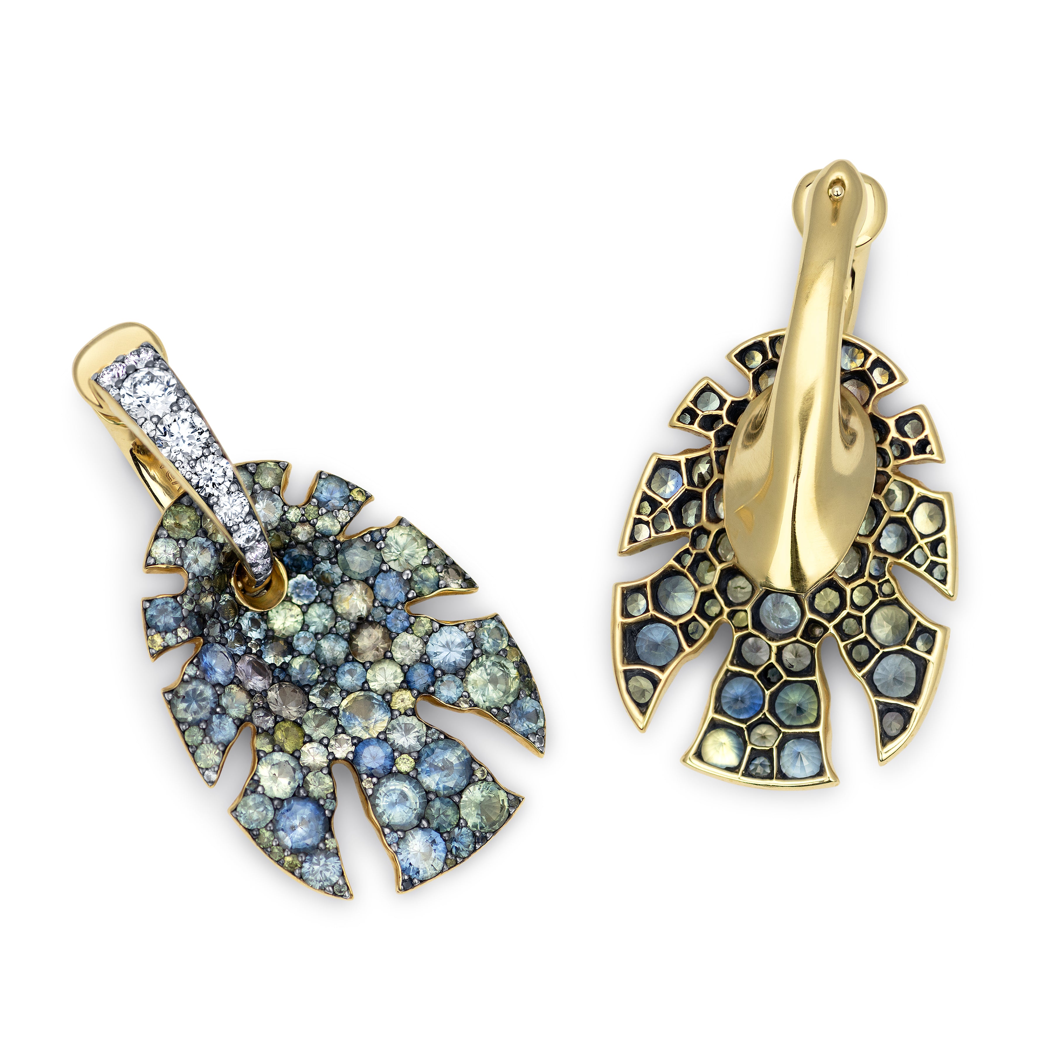 Vram Split Super Sine Sapphire and Diamond Earrings