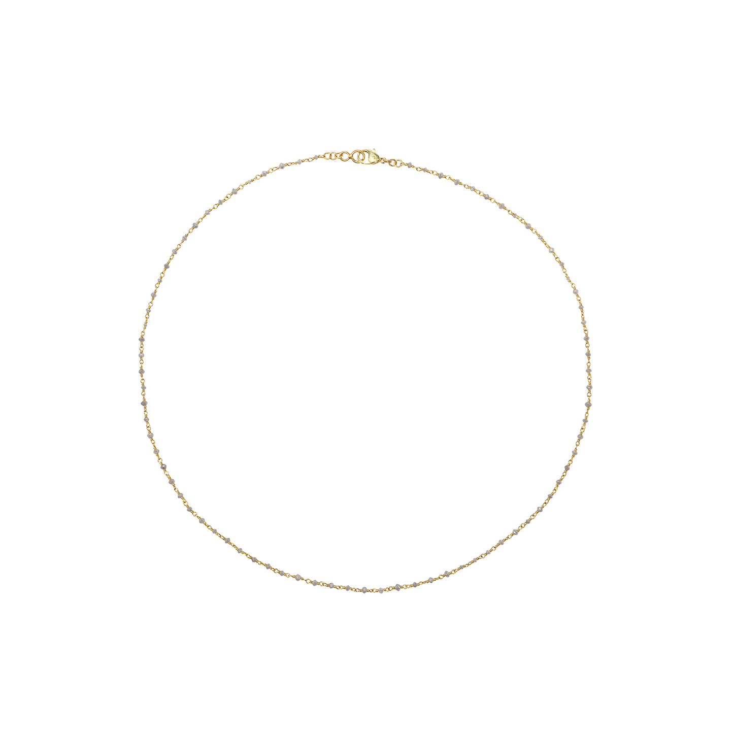 Caroline Ellen Tiny Light Grey Diamond Rondelle Bead Wrap Necklace