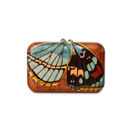 Silvia Furmanovich Marquetry Butterfly Clutch with Sky Topaz