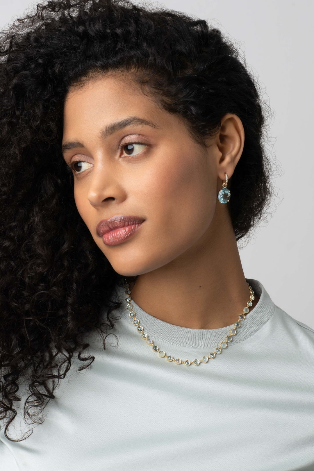 Irene Neuwirth 'Gemmy Gem' One-of-a-Kind Aquamarine Huggies