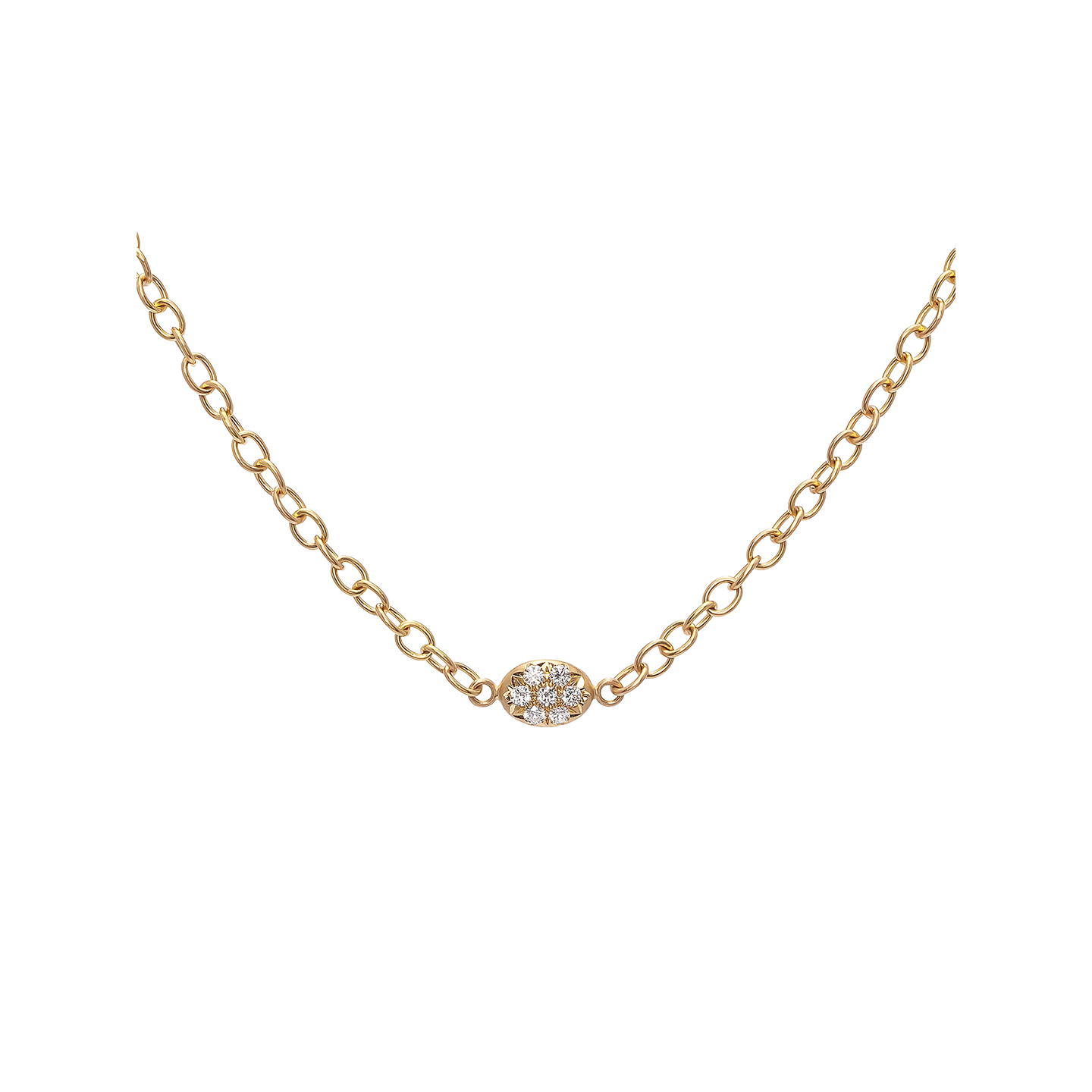 Caroline Ellen Chain Necklace with Diamond Nugget