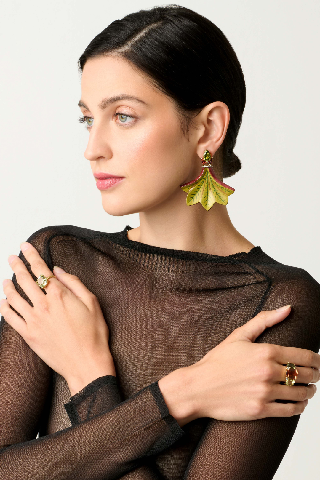Silvia Furmanovich Marquetry Leaf Earrings
