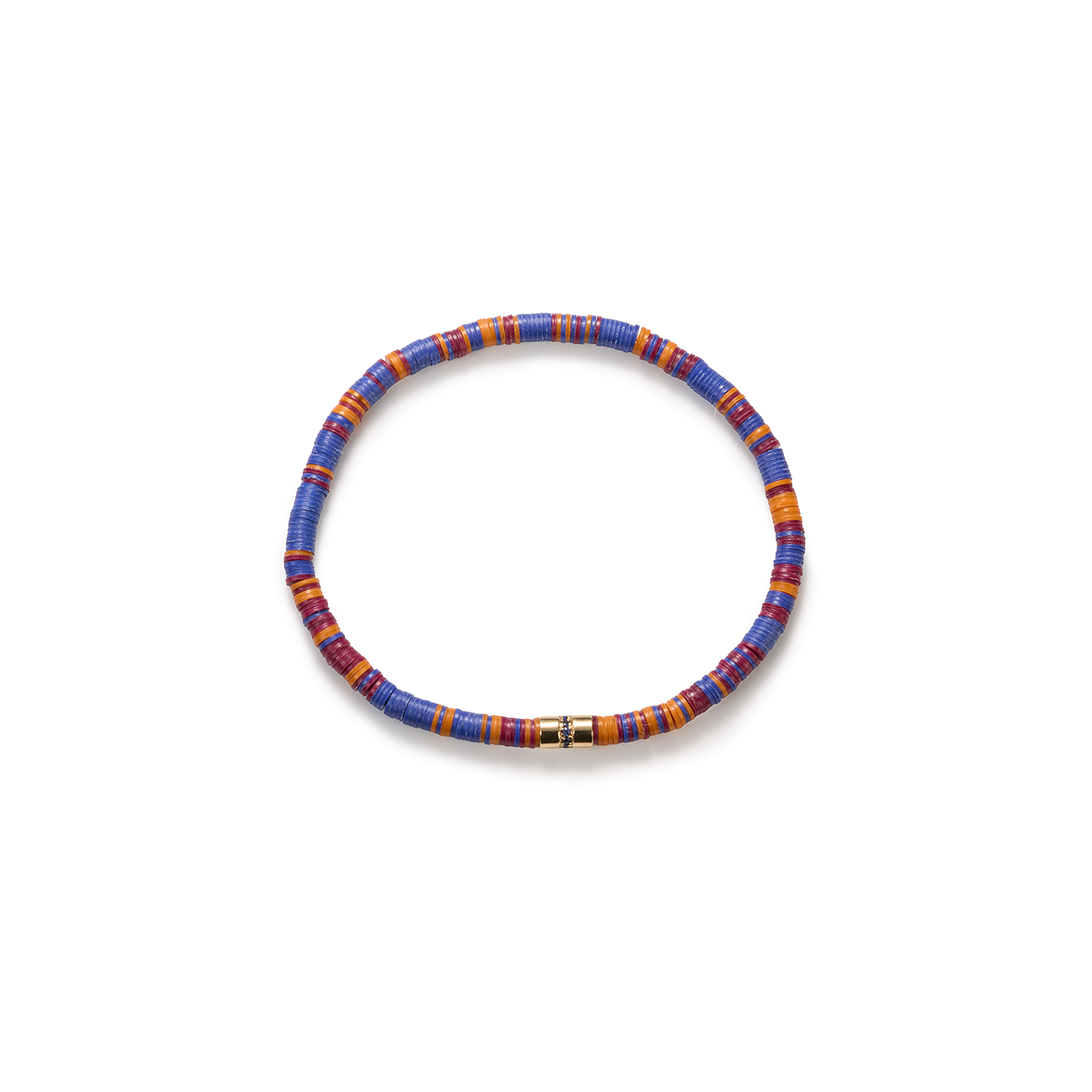 Luis Morais Blue Sapphire Long Roll Bead on Vinyl Beaded Bracelet