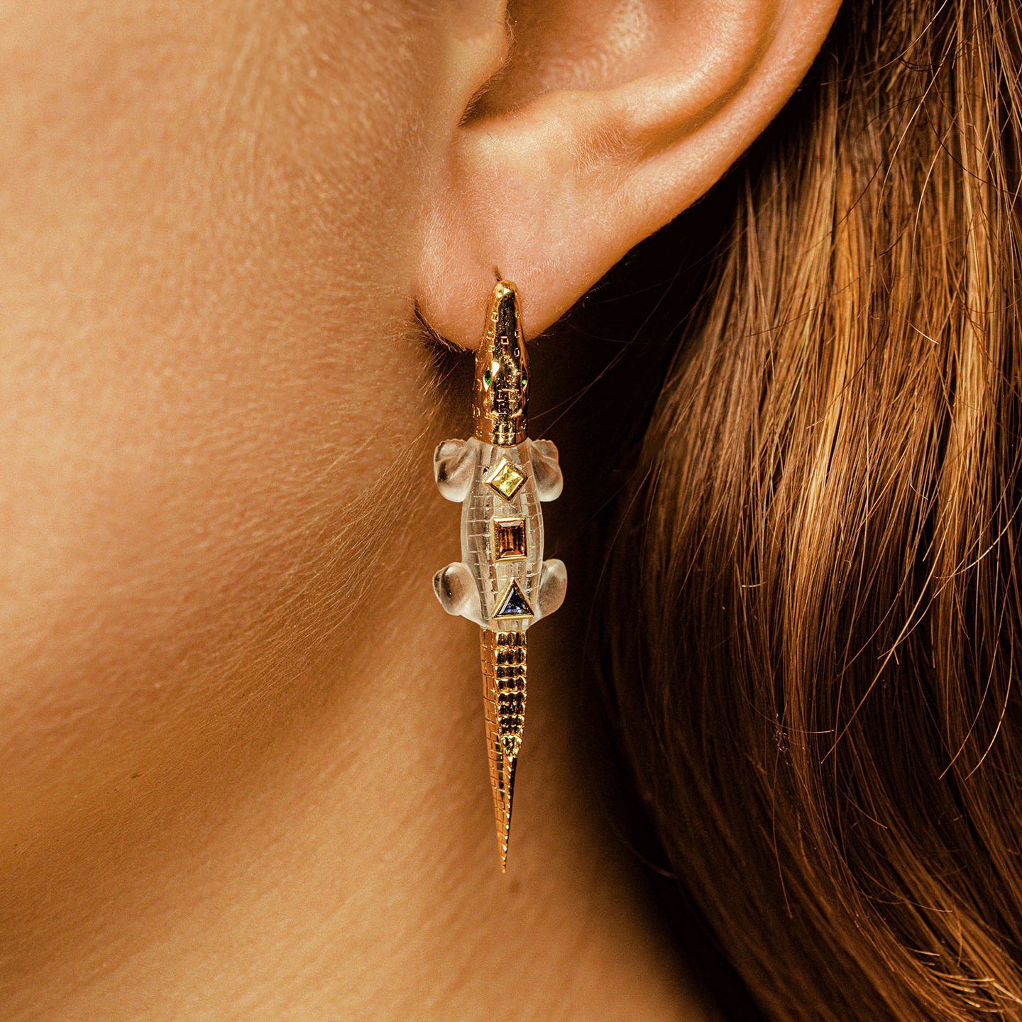 Bibi Van Der Velden Alligator Pop Art Bite Earring - Single