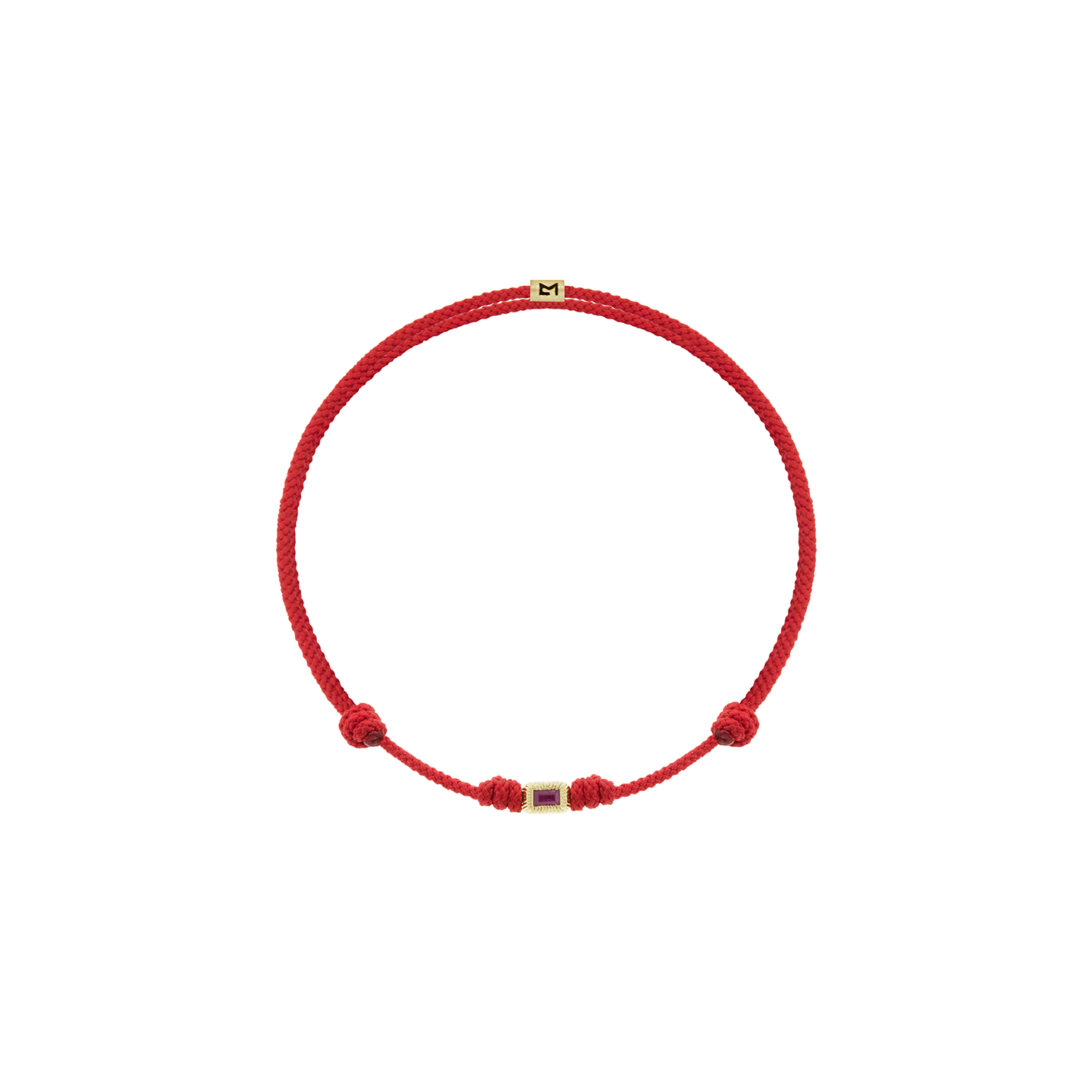 Luis Morais Ruby Baguette Corrugated Ingot on Cord Bracelet