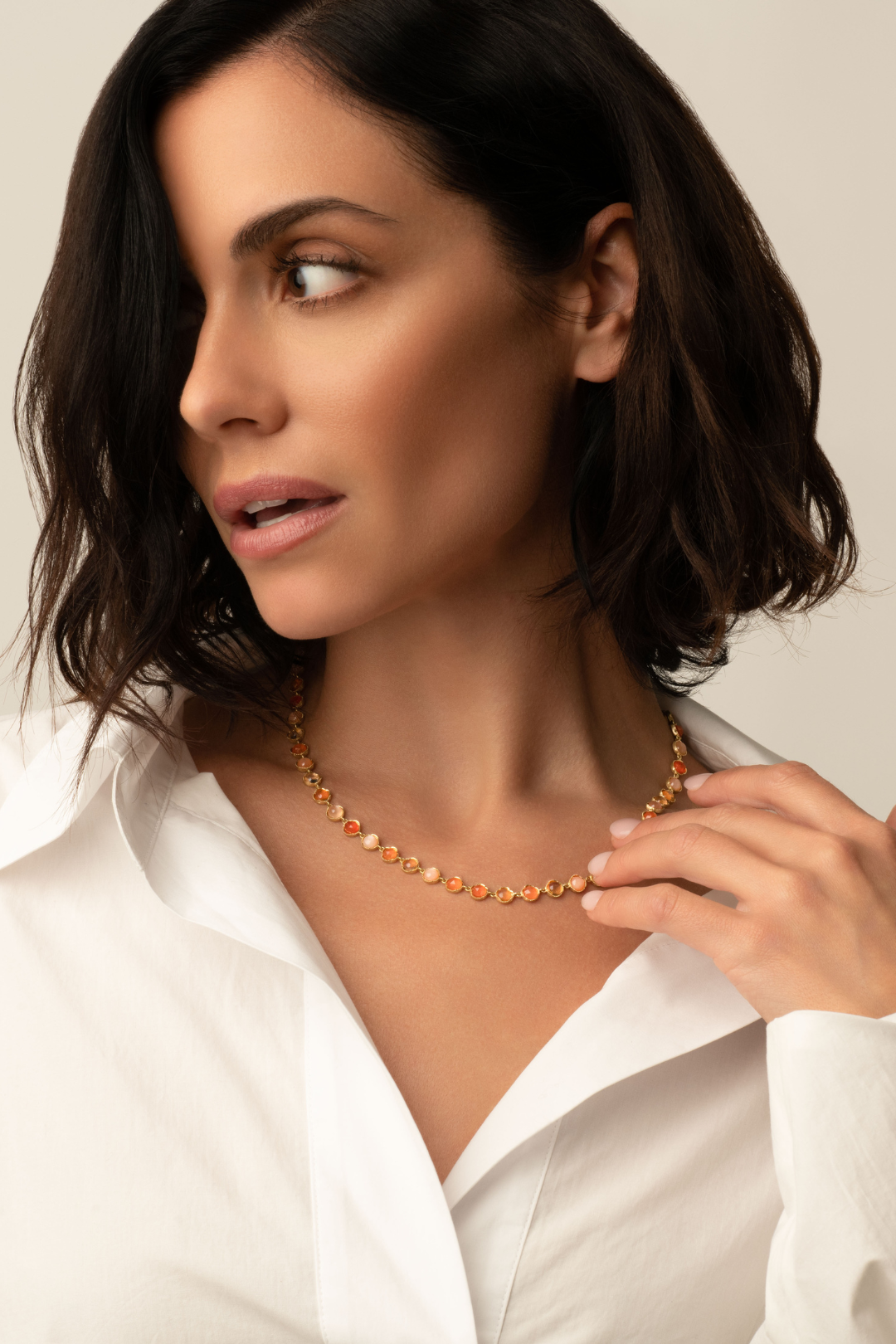 Irene Neuwirth Classic 5mm Rose Cut and Cabochon Necklace