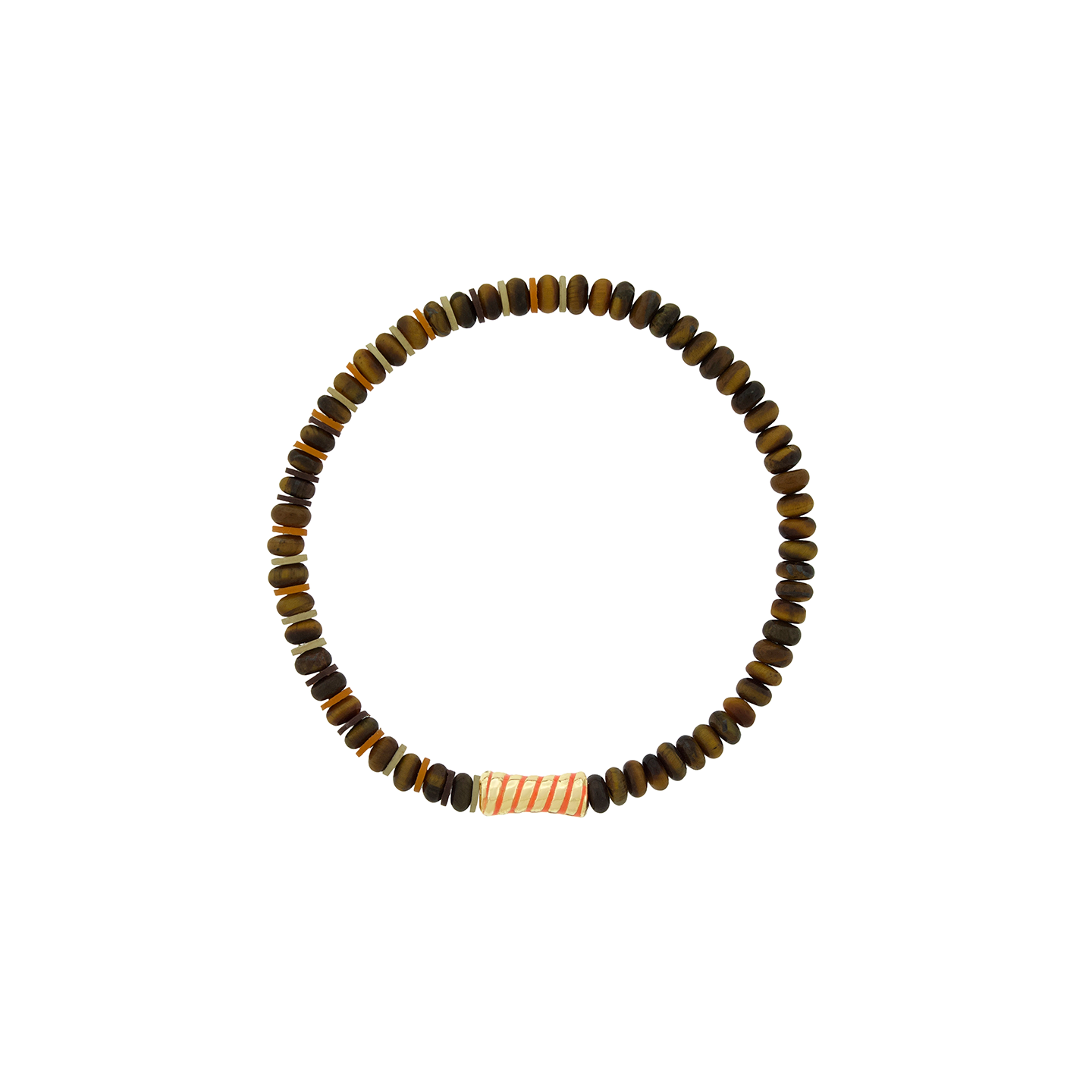 Luis Morais Enameled Swirled Bamboo Bead on Gemstone Beaded Bracelet