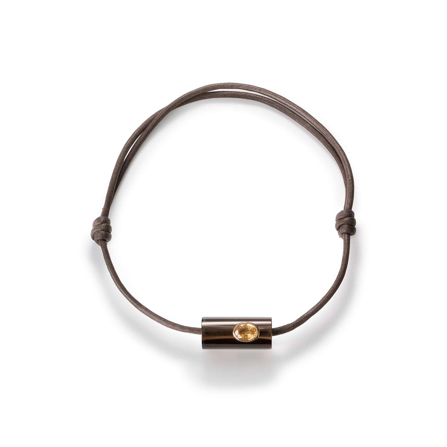 Dezso Long Smokey Quartz Bead with Garnet on Cord
