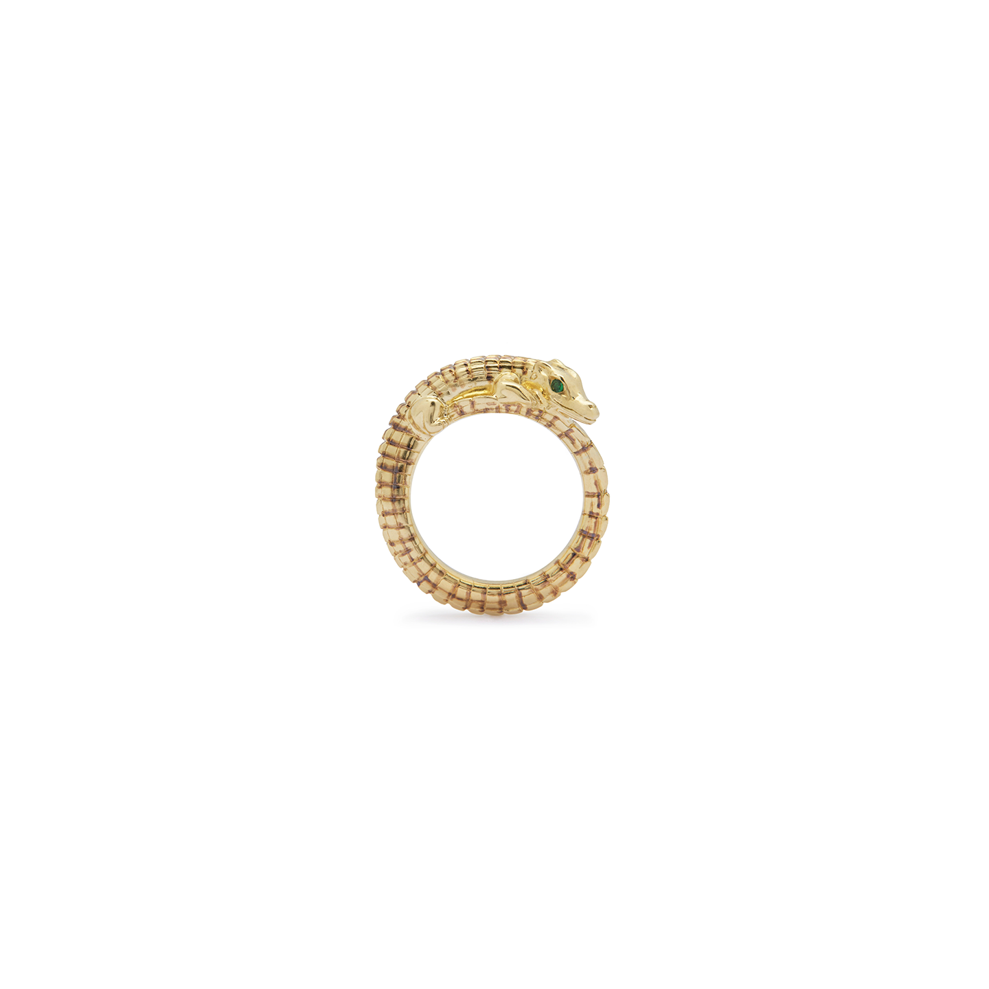Bibi Van Der Velden Alligator Yellow Gold Pinky Ring