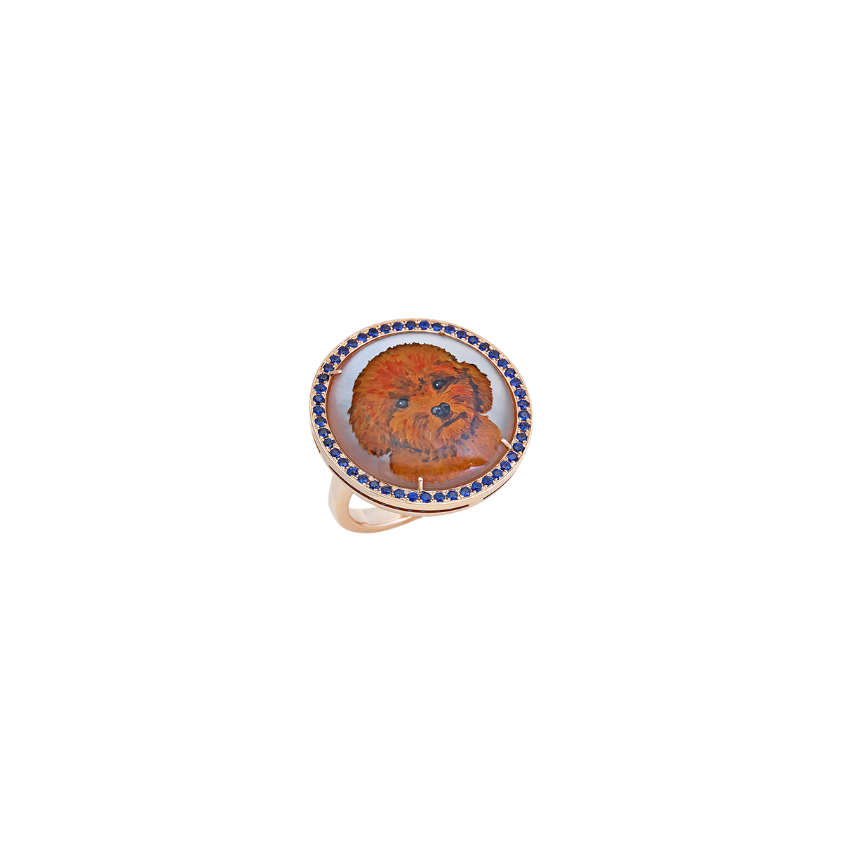 Francesca Villa 'Being Furry' Painted Crystal Dog Portrait Ring