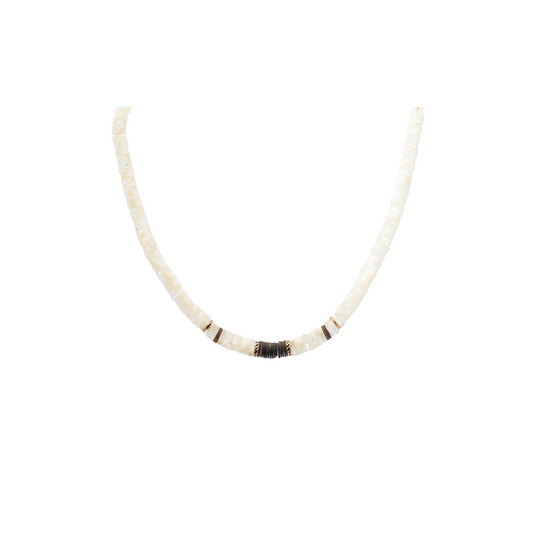 Dezso 7mm Mother of Pearl Puka Necklace