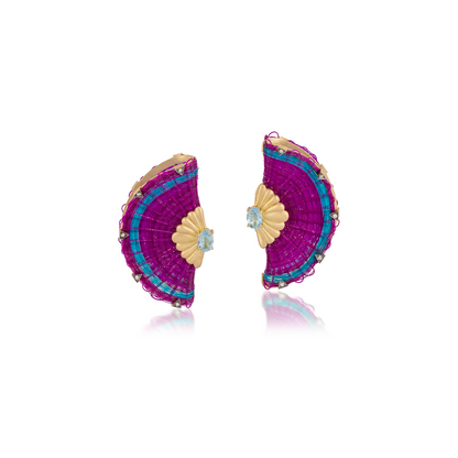 Silvia Furmanovich Half Moon Horse Mane Earrings with Diamond and Sky Topaz