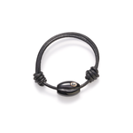 Dezso Classic Onyx Cowrie Bead with Sillimanite on Cord Bracelet
