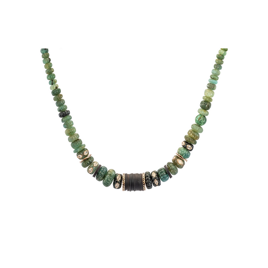 Dezso Carved Emerald Puka Necklace