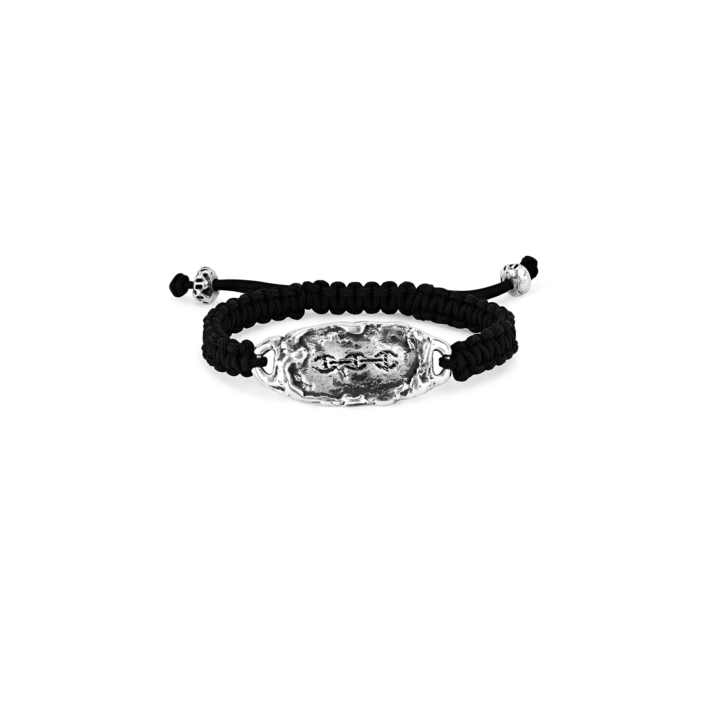 Hoorsenbuhs Sacred Plate Bracelet on Black Macrame- 7.5"