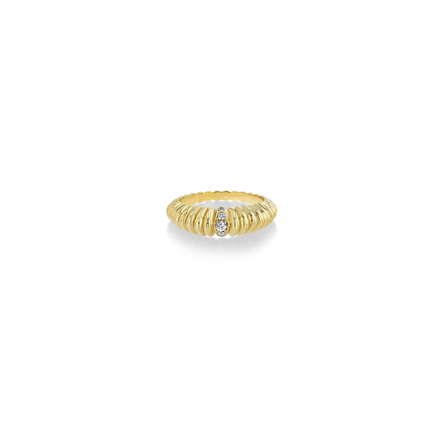 Lizzie Mandler Fluted Crescent Ring with Pave Center Row