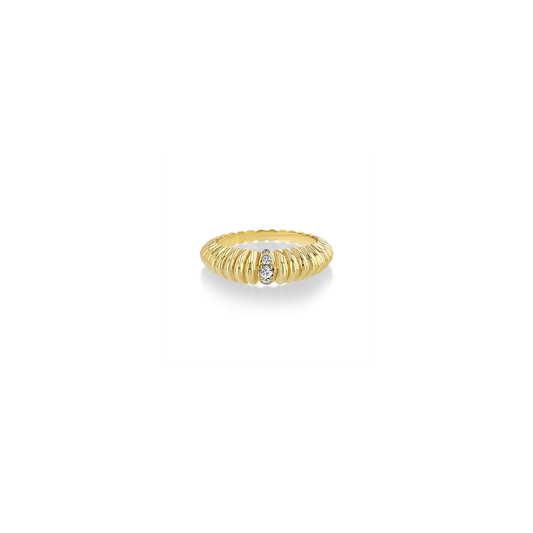 Lizzie Mandler Fluted Crescent Ring with Pave Center Row