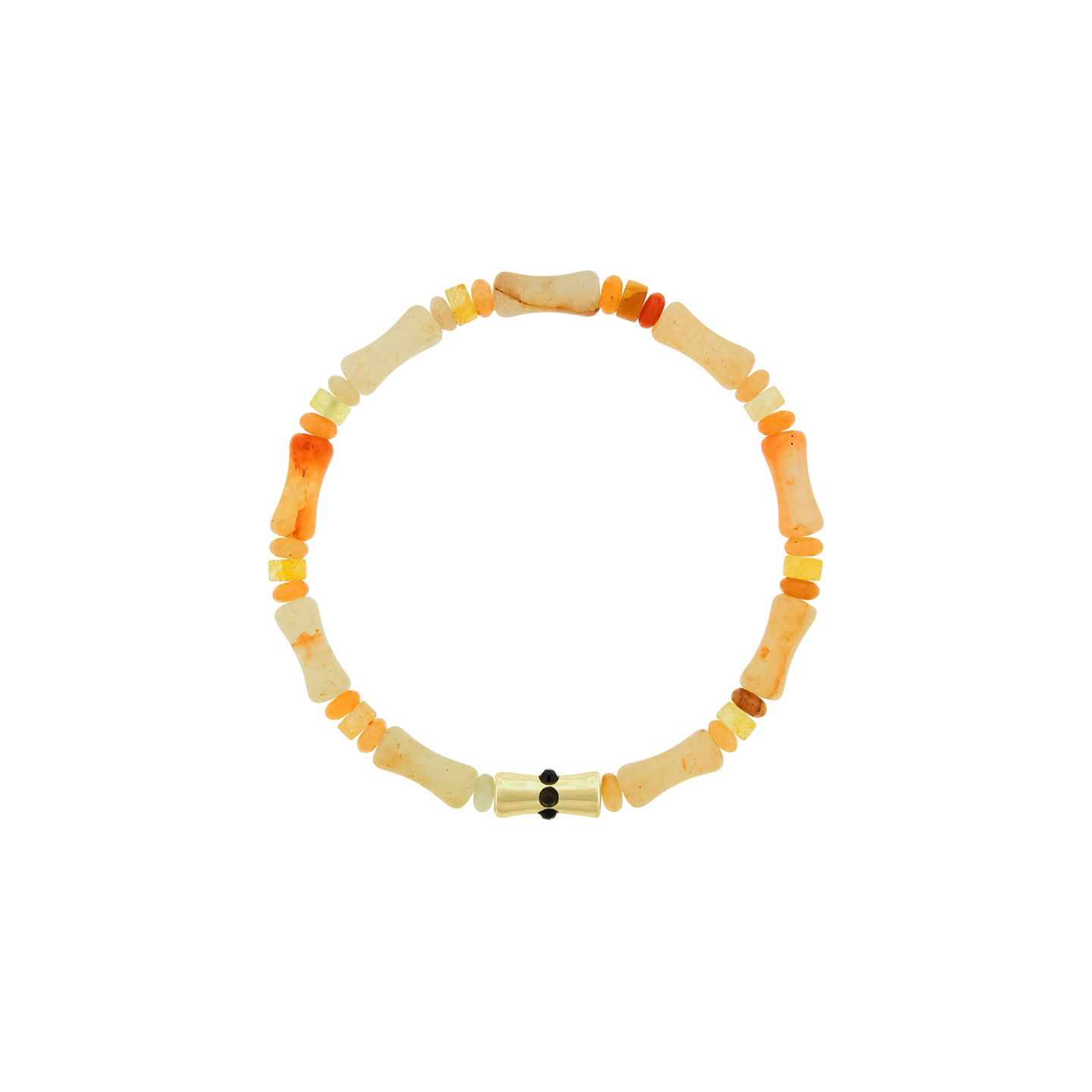 Luis Morais Sheath Bamboo Tube with Smokey Quartz on Orange Aventurine Beaded Bracelet