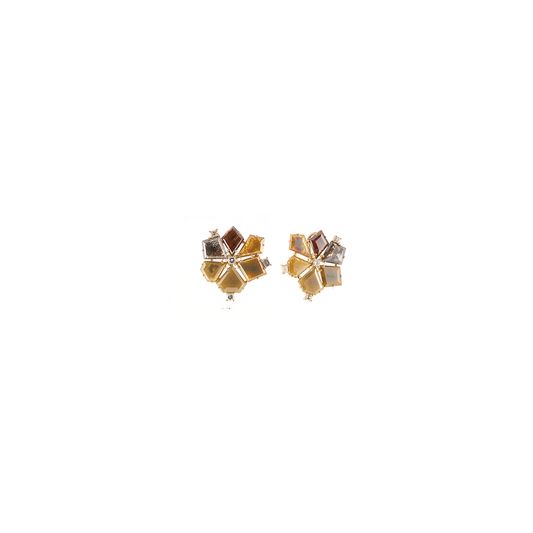 Sylva & Cie Rough Cut Diamond Flower Earrings