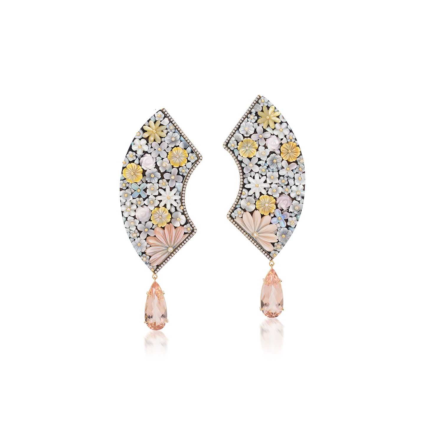 Silvia Furmanovich Shibayama Earrings with Morganite and Diamonds