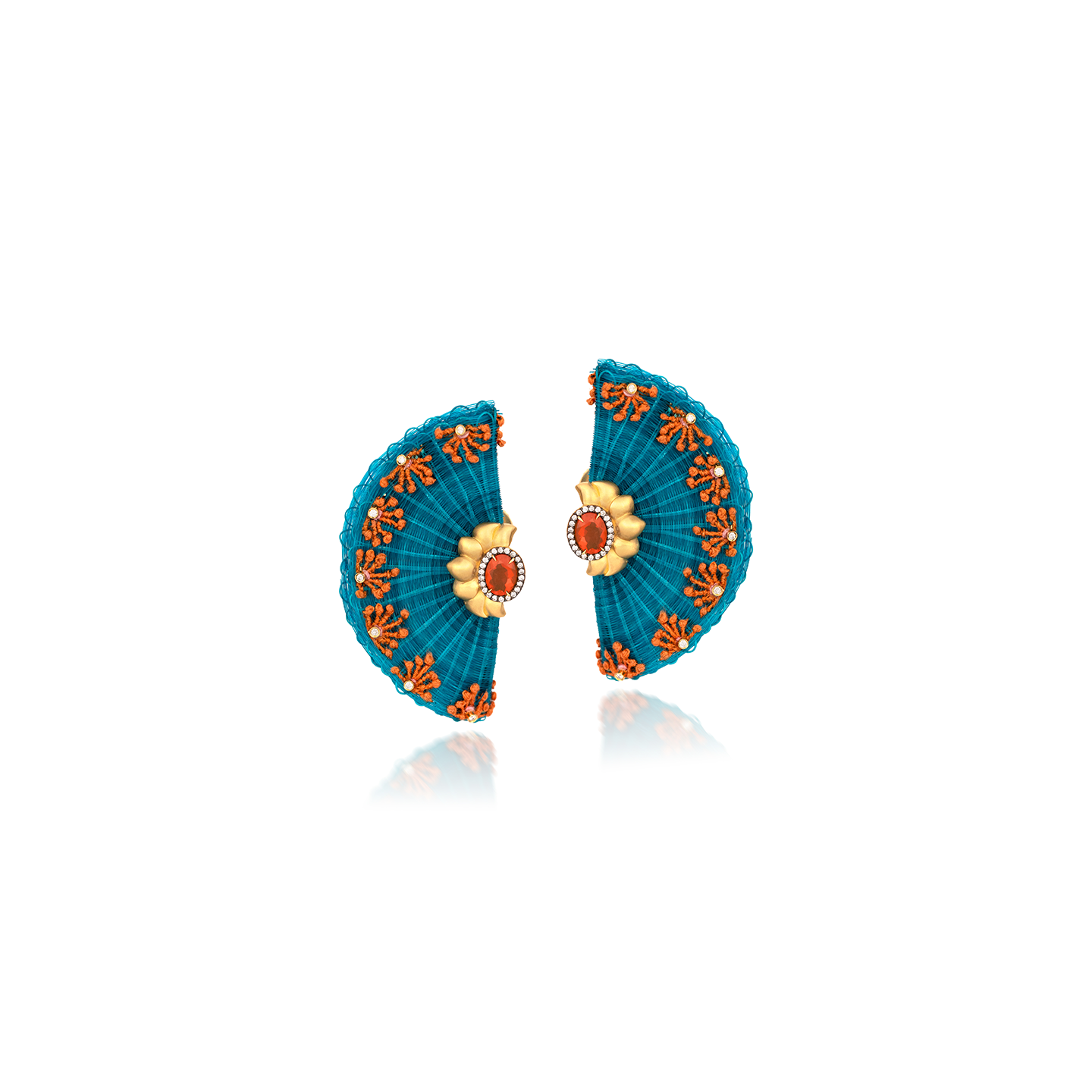 Silvia Furmanovich Fan Horse Mane Earrings with Fire Opal and Diamond