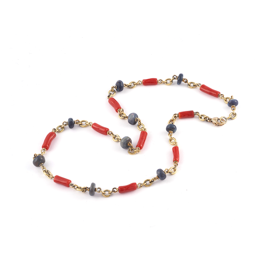 Sylva & Cie Coral and Opal Beaded Necklace
