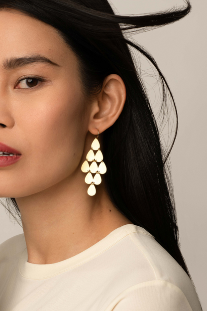 Irene Neuwirth Flat Gold Nine Drop Earrings