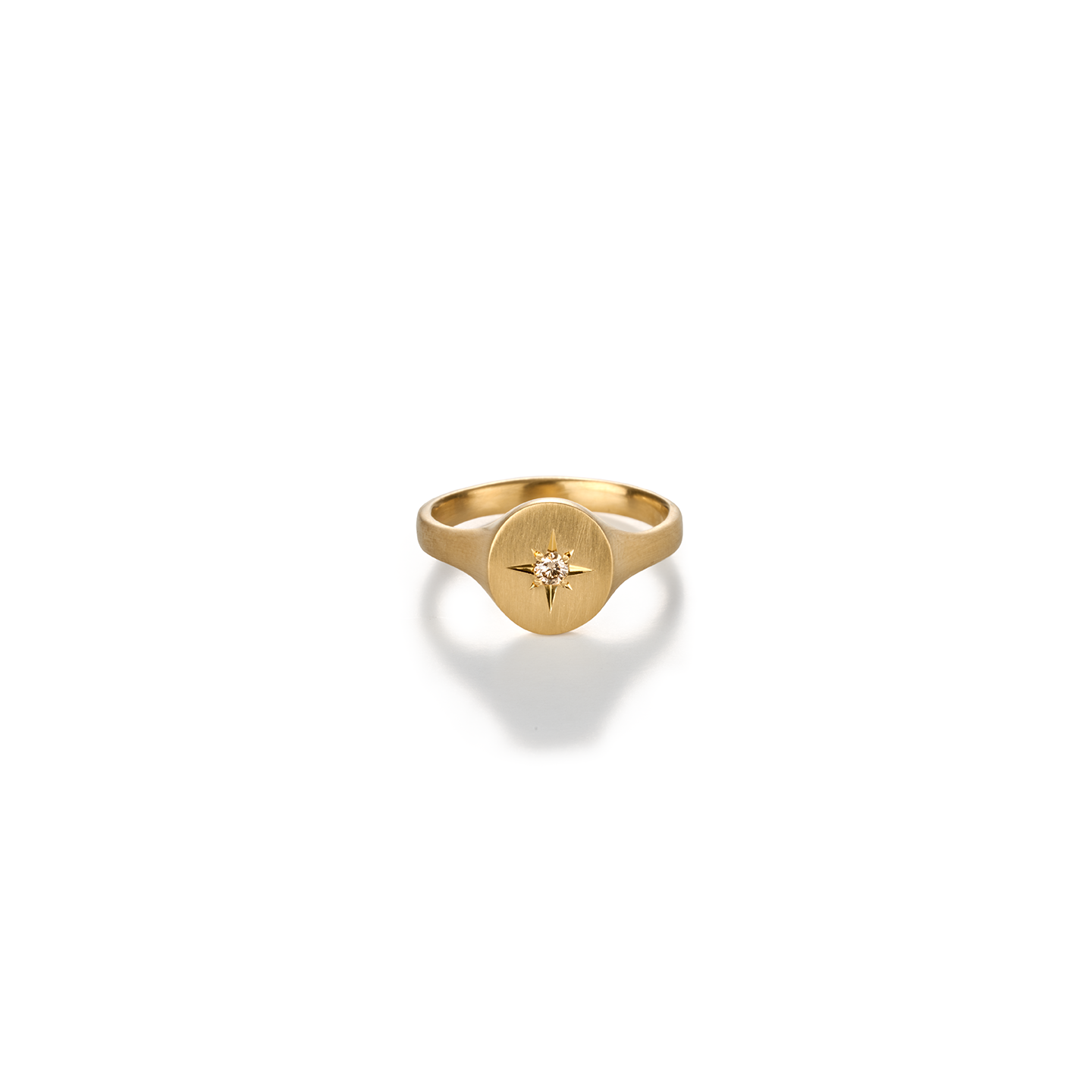 Caroline Ellen Signet Ring with Star Set Cognac Diamond