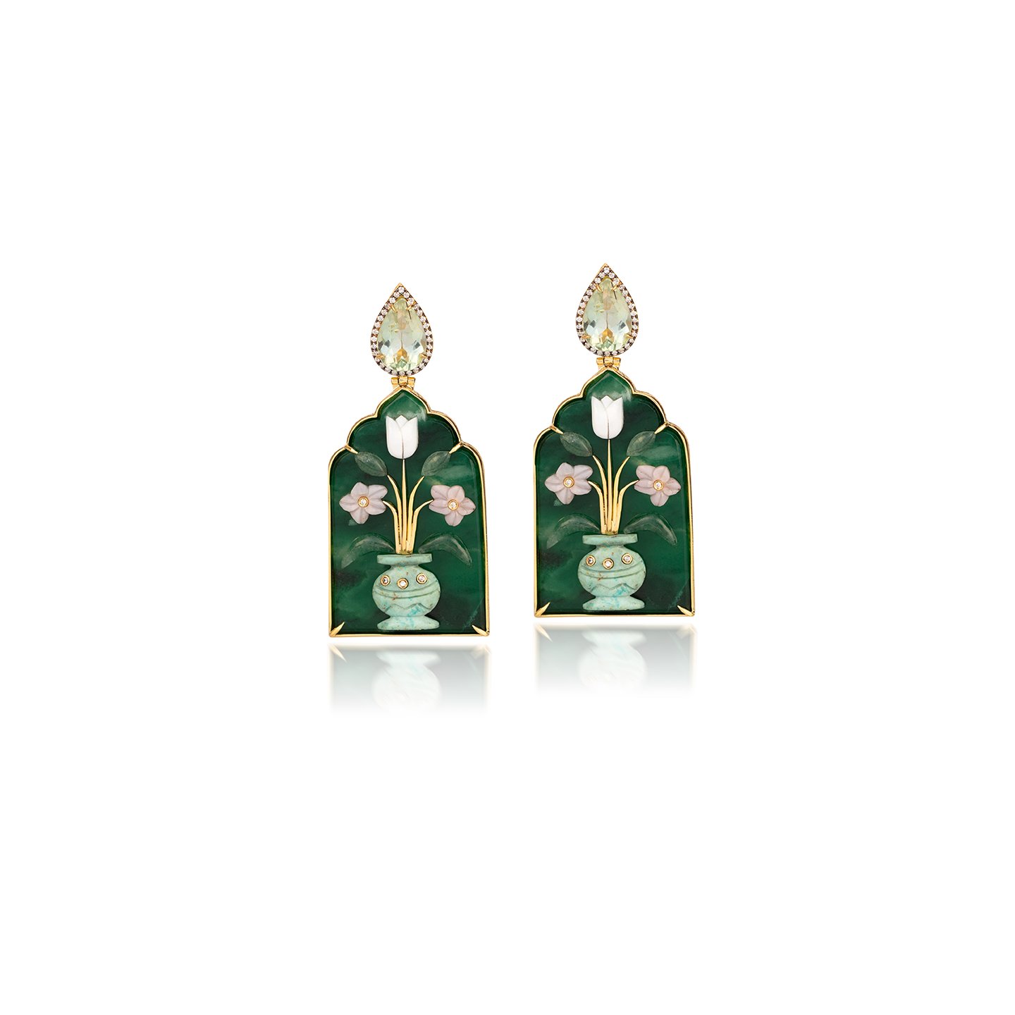 Silvia Furmanovich Malachite Floral Vase Window Earrings