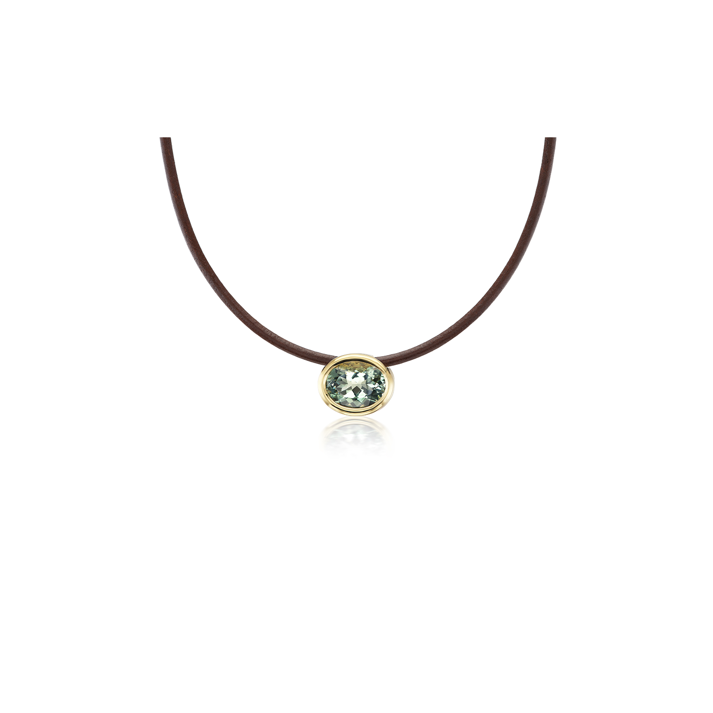 Beck Jewels Scuba Leather Choker with Faceted Green Amethyst