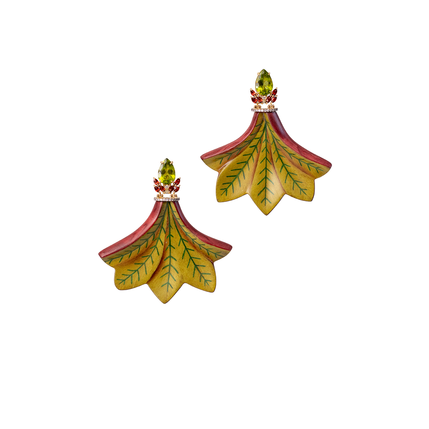 Silvia Furmanovich Marquetry Leaf Earrings