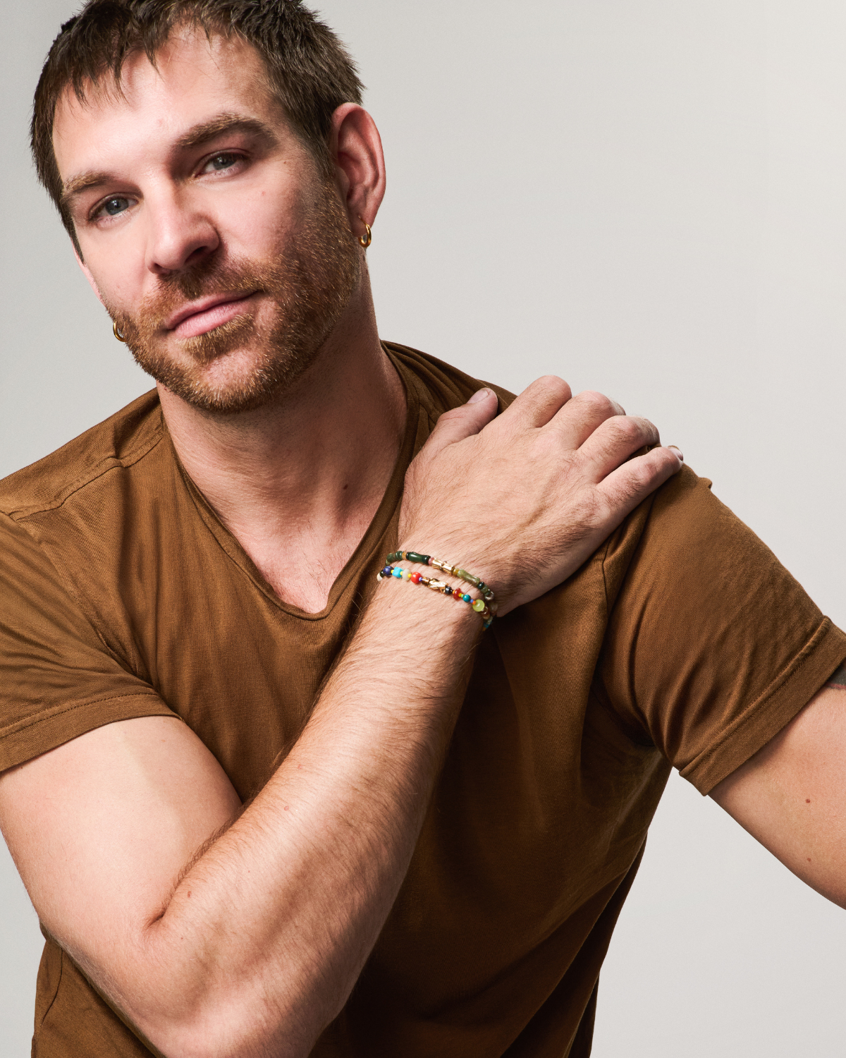 Luis Morais Short Drill Bit on Gemstone and Glass Beaded Bracelet