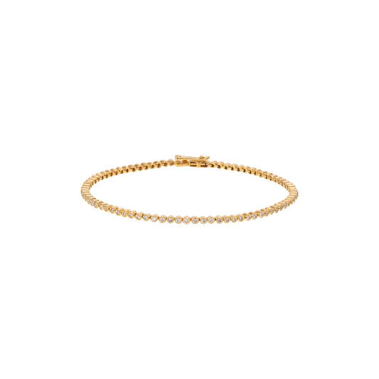 Luis Morais Gold Tennis Bracelet with White Diamonds