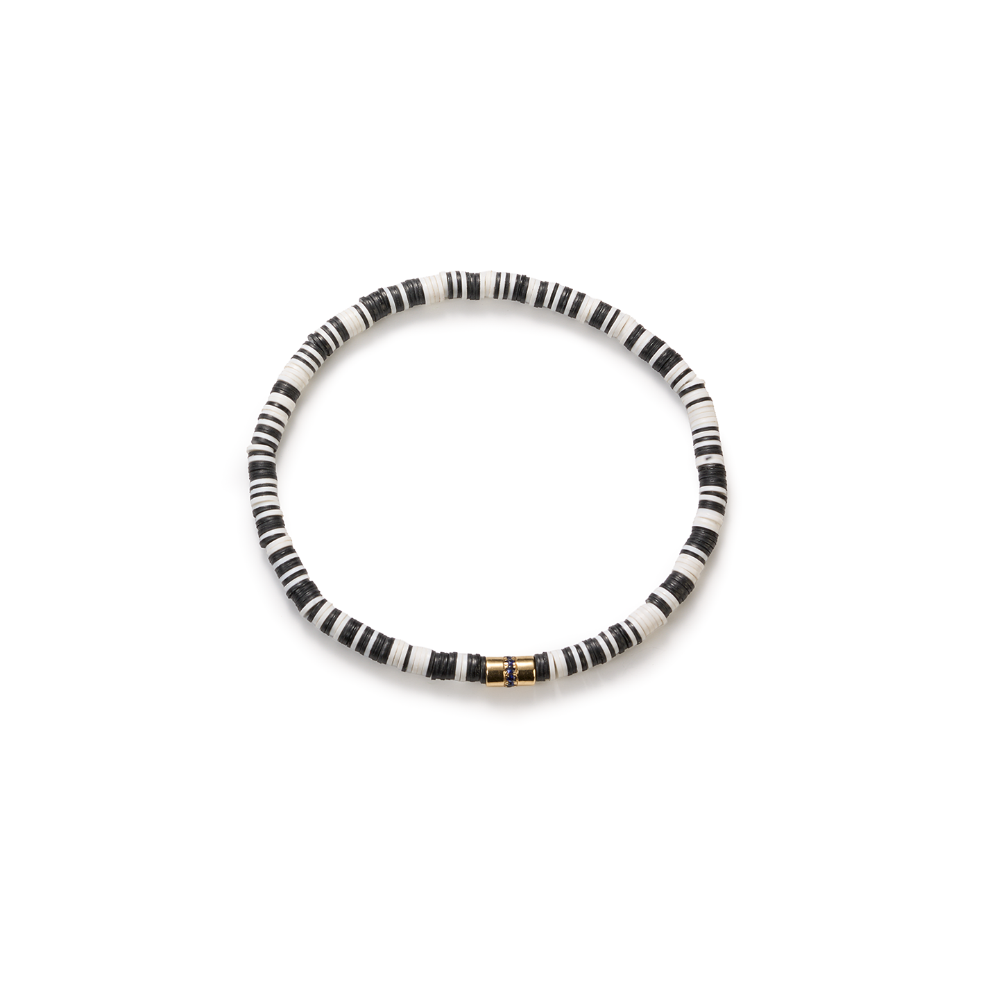 Luis Morais Blue Sapphire Long Roll Bead on Vinyl Beaded Bracelet