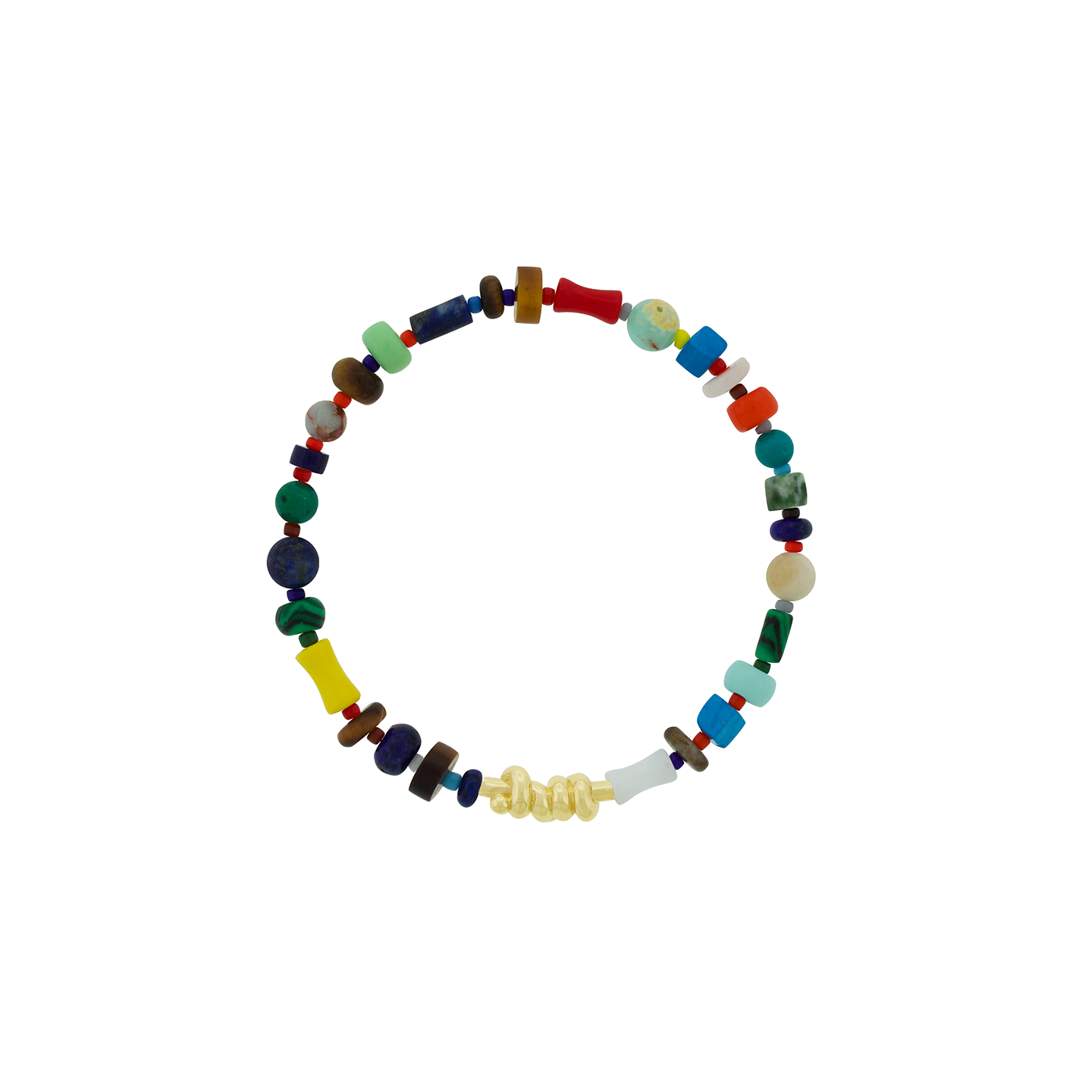 Luis Morais Entangled Knot on a Gemstone and Glass Beaded Bracelet