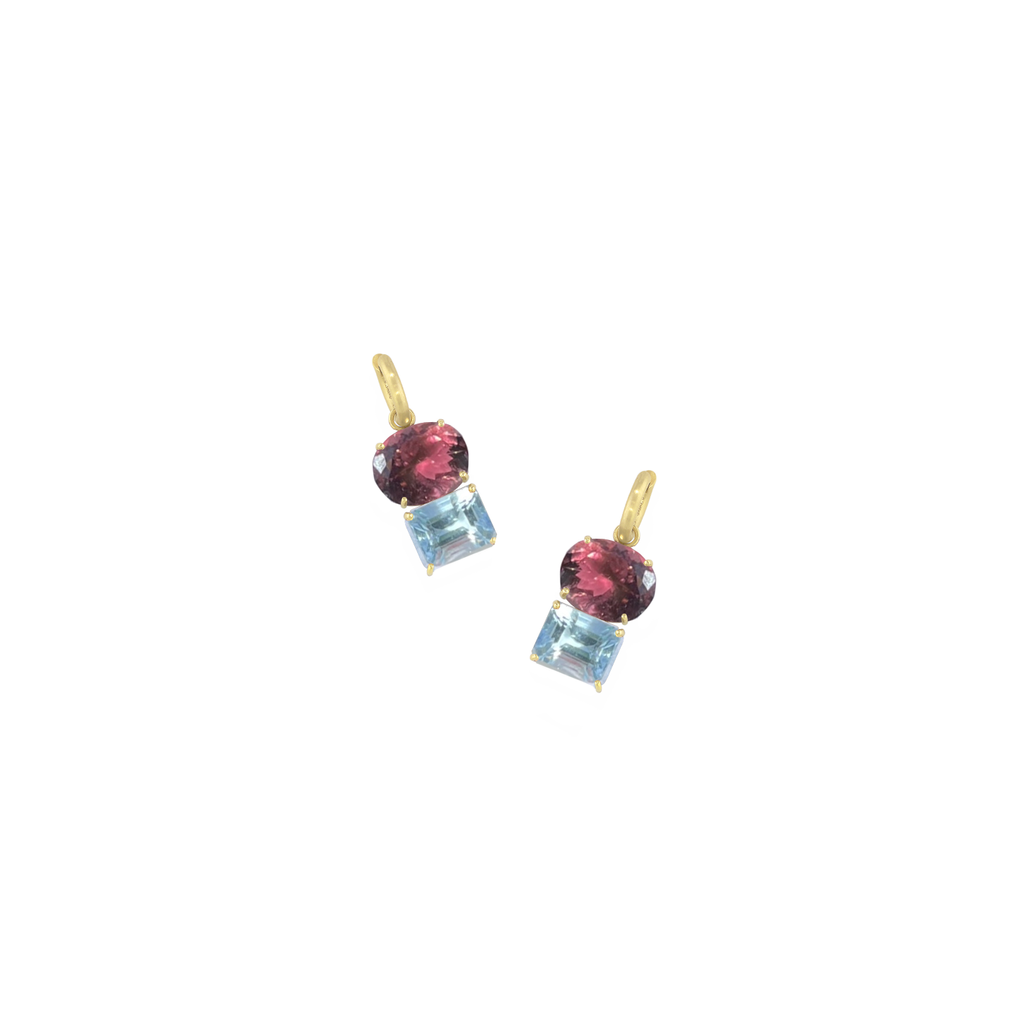 Irene Neuwirth One-of-a-Kind 'Gemmy Gem' Pink Tourmaline and Aquamarine Huggies
