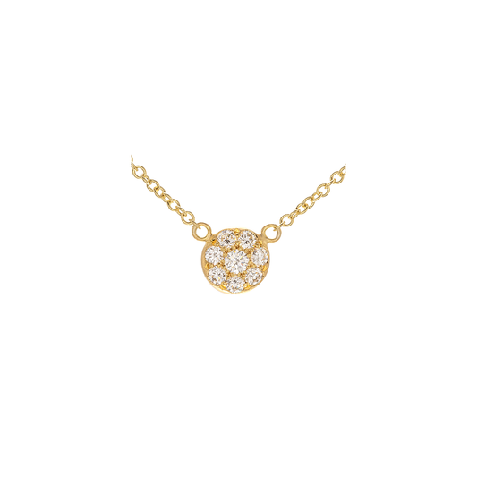 Caroline Ellen Mini Pave Disk Necklace