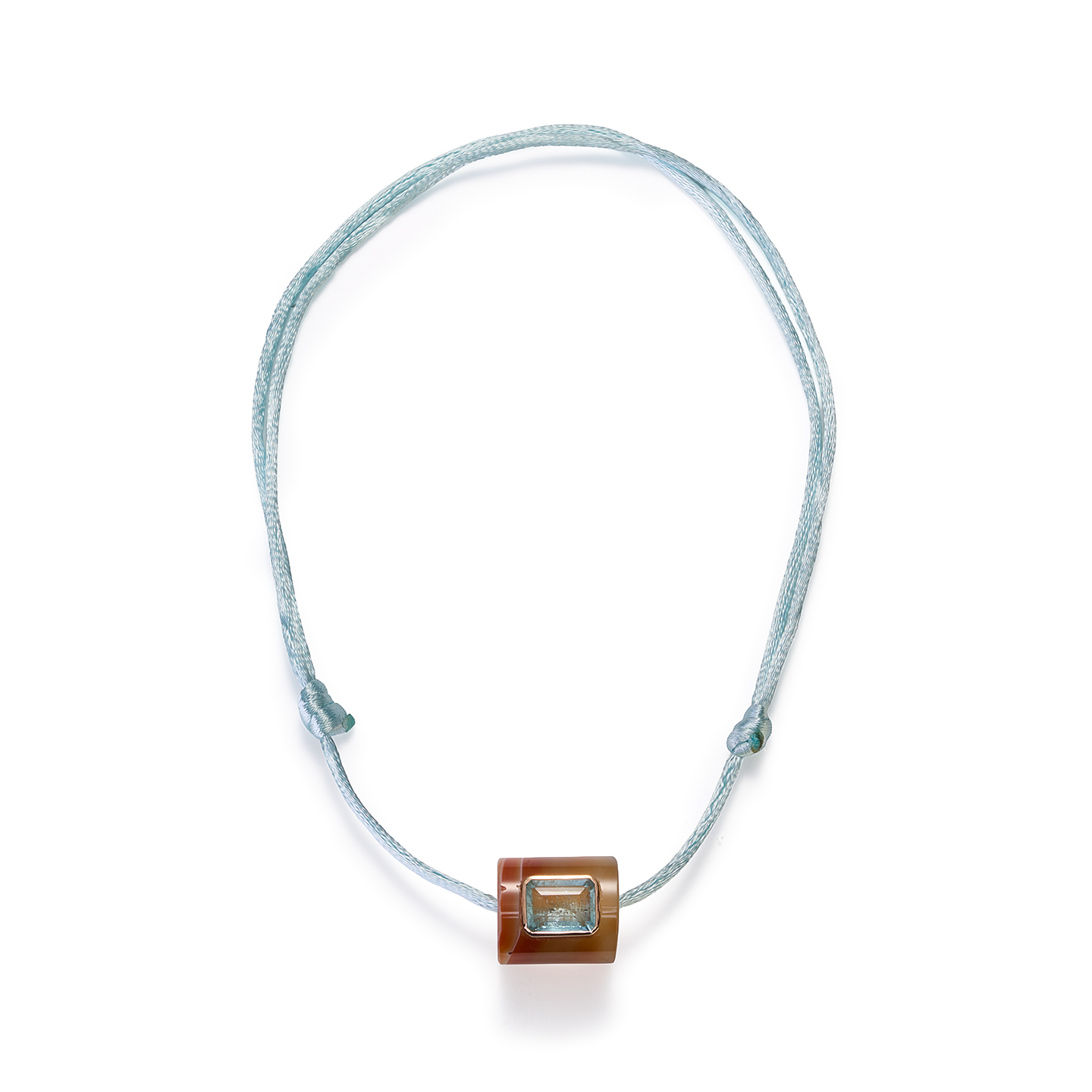 Dezso Agate Bead with Aquamarine on Cord Necklace