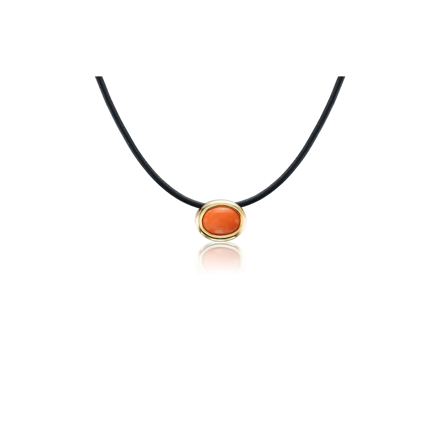 Beck Jewels Scuba Leather Choker with Vintage Coral Cabochon