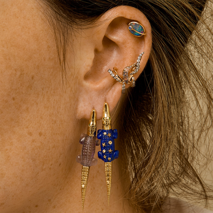 Bibi Van Der Velden Alligator Lapis Lazuli Bite Earring-Single