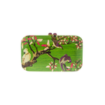 Silvia Furmanovich Green Bird Marquetry Clutch with Pink Tourmaline and Light Brown Diamonds