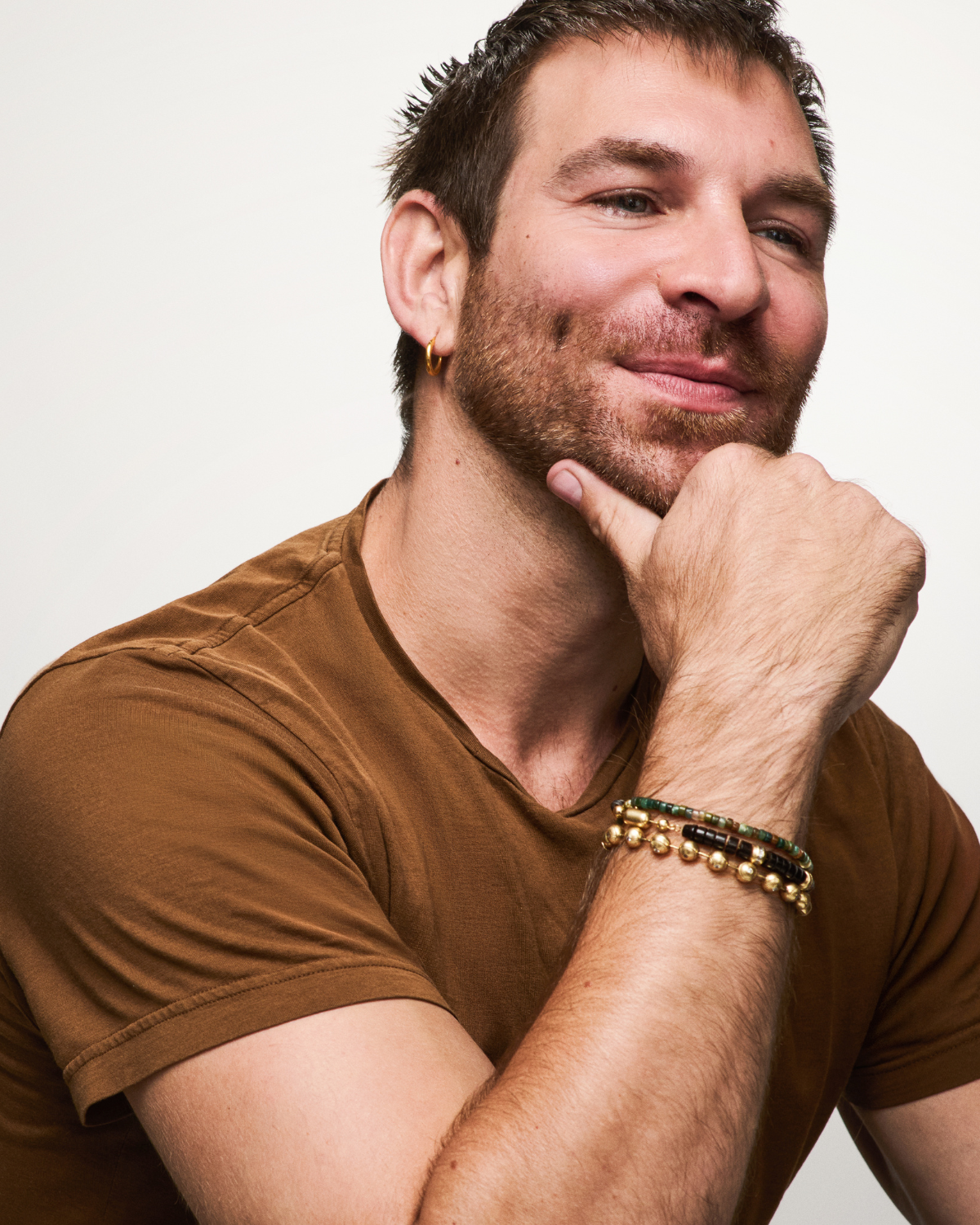 Luis Morais Gold Symbol Spacers on Tiger's Eye Beaded Bracelet