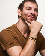 Luis Morais Gold Symbol Spacers on Tiger's Eye Beaded Bracelet