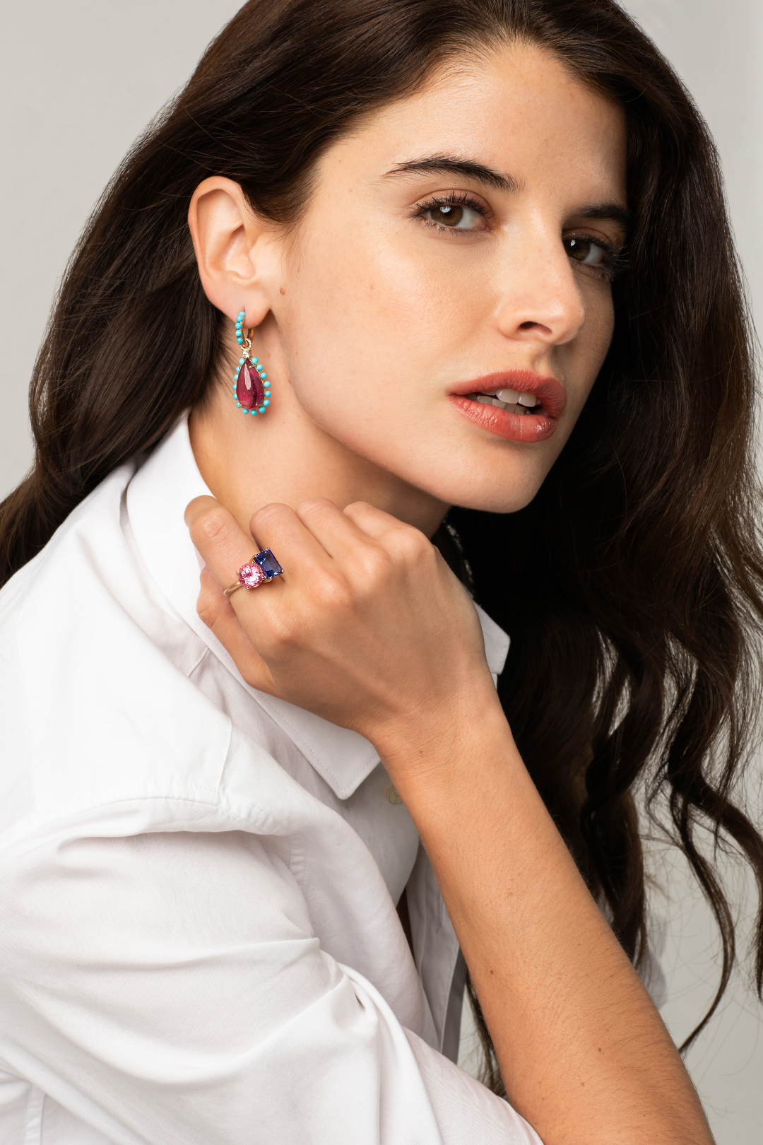 Irene Neuwirth 'Gemmy Gem' One-of-a-kind Studded Gem Drop Earrings