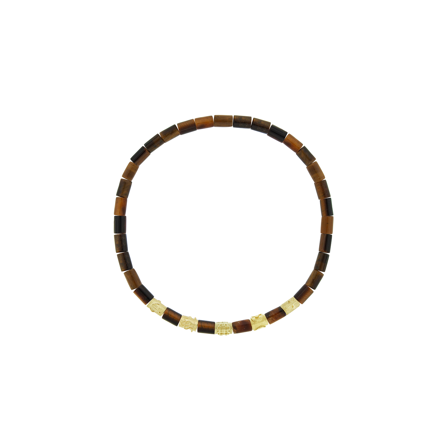 Luis Morais Gold Symbol Spacers on Tiger's Eye Beaded Bracelet