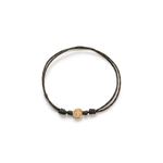 Luis Morais Gold Small Disk with Enamel Ankh Symbol on Cord Bracelet