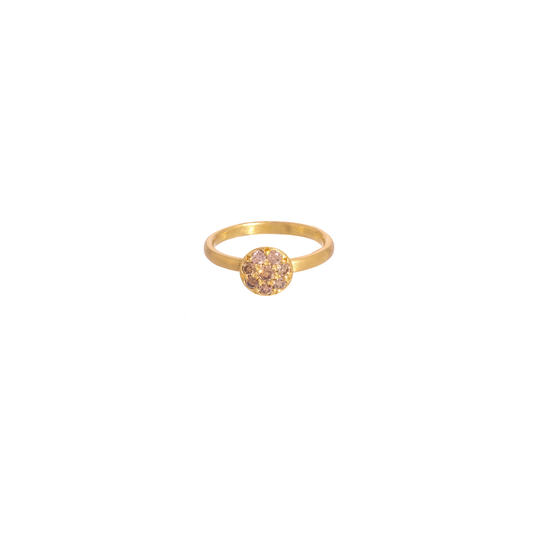 Caroline Ellen Mini Pave Cognac Diamond Lentil Ring