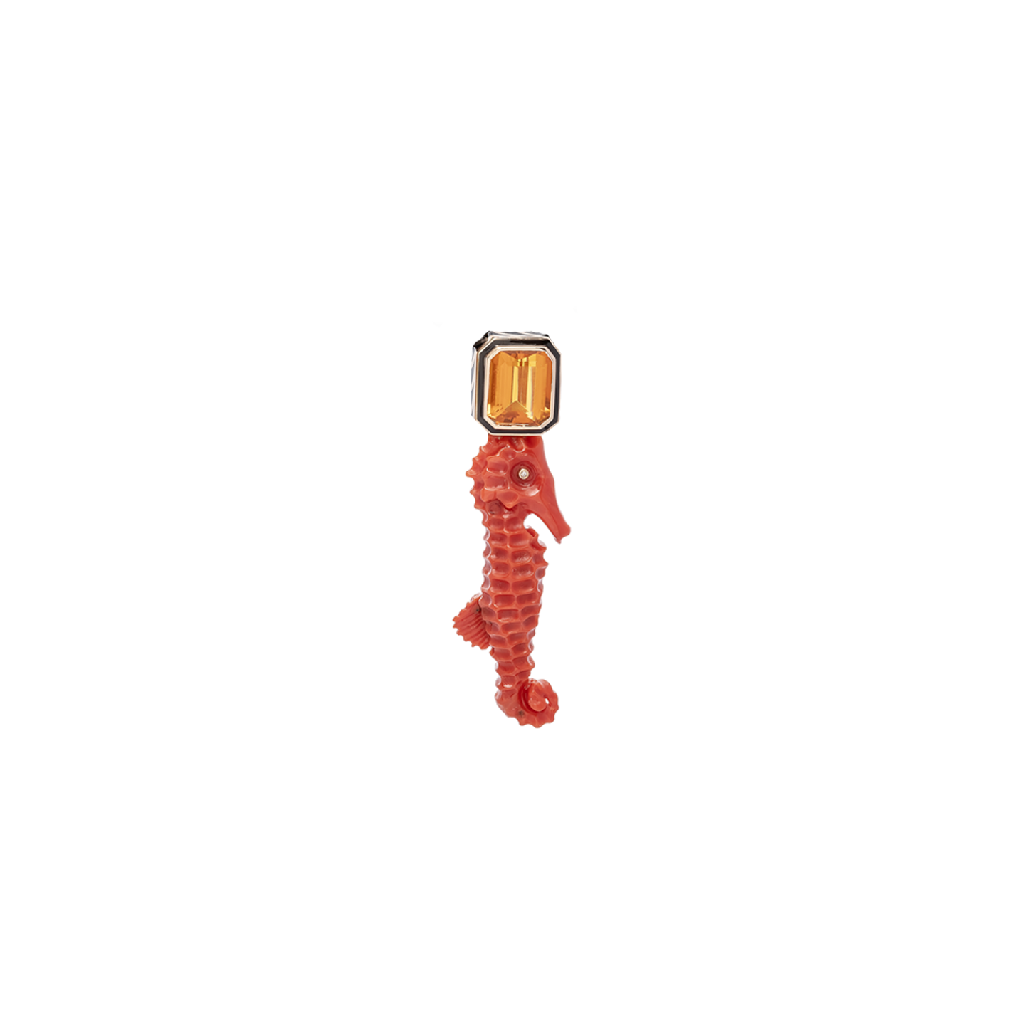 Dezso Coral Seahorse Charm with Citrine