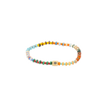 Luis Morais Eye of the Ingot Black Diamond Round Gold Bead on Gemstone and Glass Beaded Bracelet