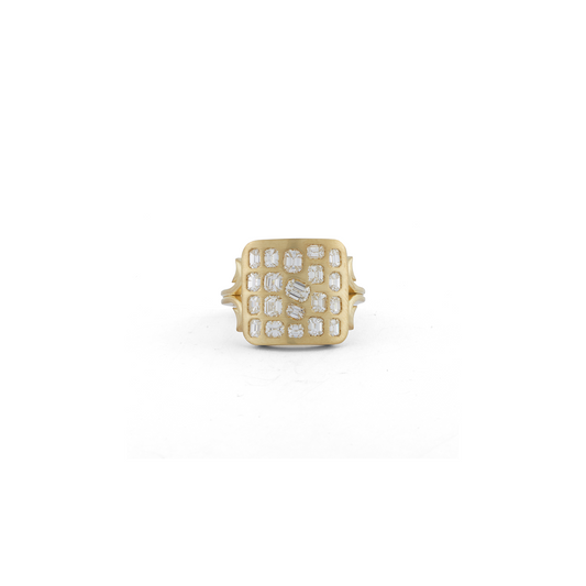 Sylva & Cie Small Square Ten Table Baguette Ring